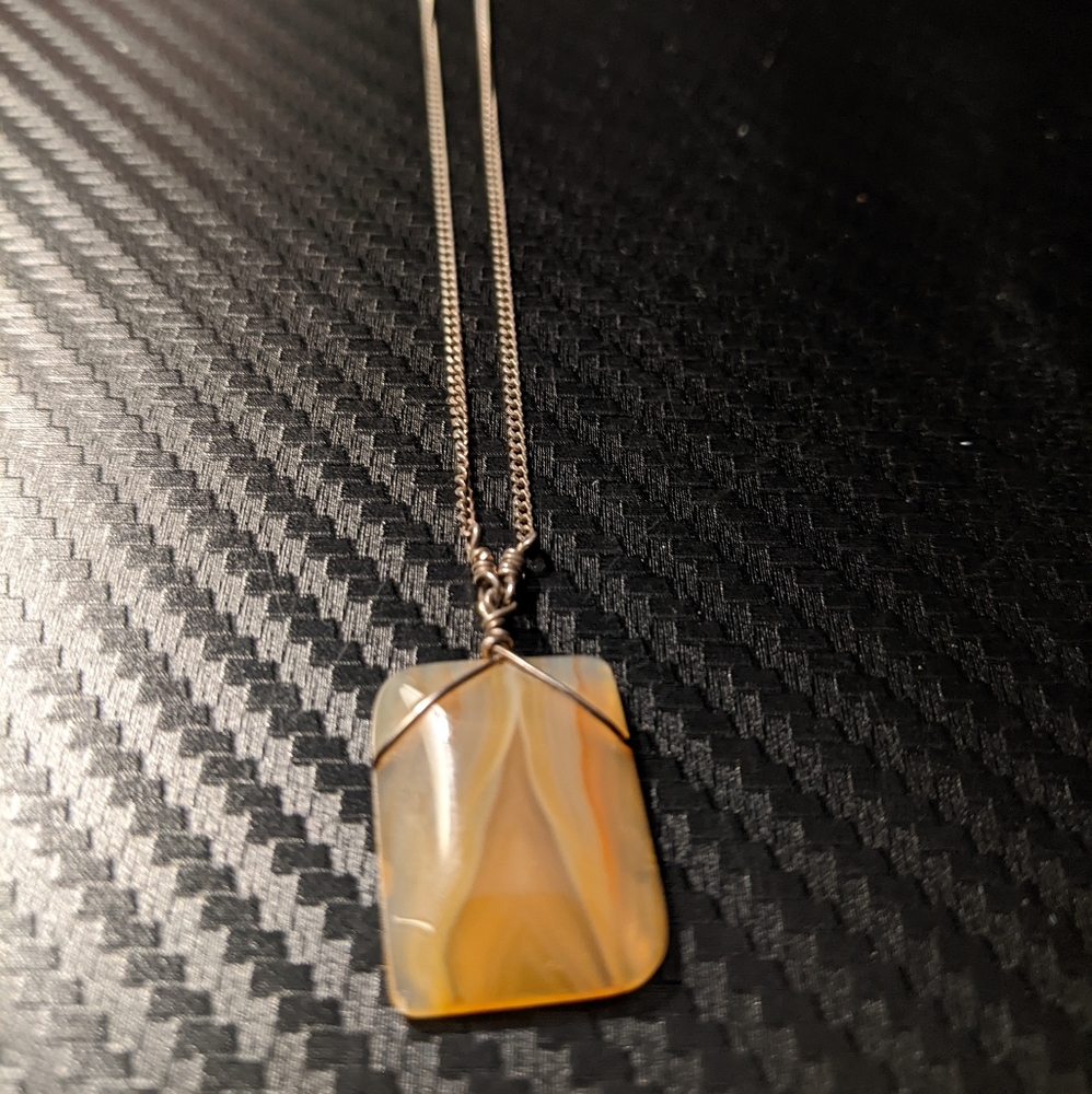 Silver Chain Stone Necklace